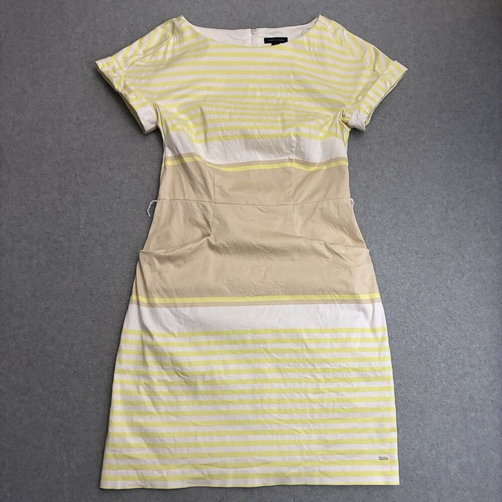 Women’s Tommy Hilfiger Striped Sheath Dress Yellow White Beige Size 4
